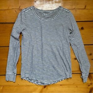 LOFT Women's Black White Striped Long Sleeve T Shirt Size S Lightweight cotton